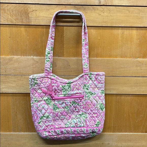 Vera Bradley Handbags - Vera Bradley Pink and Green Quilted Tote Bag